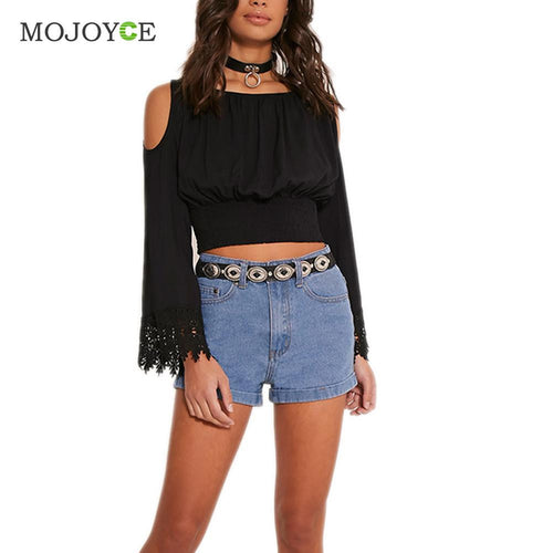 Casual Brief paragraph Lace Off Shoulder Shirt Women Short Women Blouses Women Tops Blusa  SN9