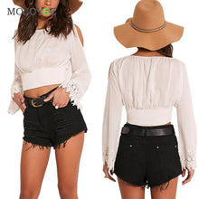 Casual Brief paragraph Lace Off Shoulder Shirt Women Short Women Blouses Women Tops Blusa  SN9