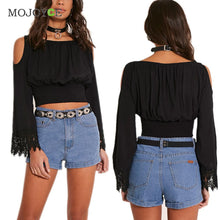 Casual Brief paragraph Lace Off Shoulder Shirt Women Short Women Blouses Women Tops Blusa  SN9