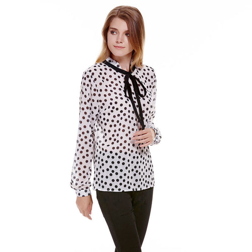 Casual Chiffon Women Blouse Long Sleeve Shirt Women Blusas femininas Women Tops Fashion Dot Print Blusa  SN9