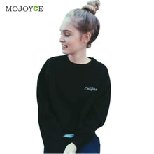 Casual Cotton Embroidered Letter Long Sleeve Sweatshirt Crop Top Black Grey Women Top Sweatshirt Women SN9