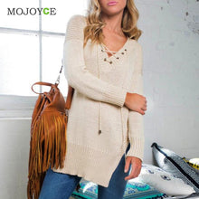 Casual Cross Strap Women Sweaters and Pullovers Long Sleeve Knitted Loose Sweater Poncho Pullover Sweater Women Pull Femme SN9