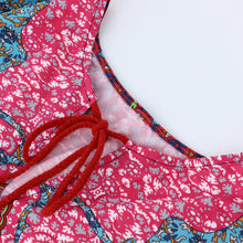 Casual Ethnic Totem Paisley Floral Print Streamer V-Neck Shift Dress Strappy 3/4 Sleeve Dresses Vestidos Women Dress SN9