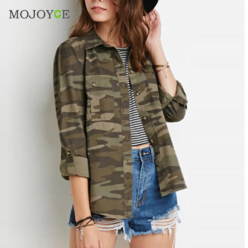 Casual Fashion jacket Women Camouflage Army Jacket Sheath Outerwear Pocket Vogue Women Coat Cardigan jaqueta feminina SN9