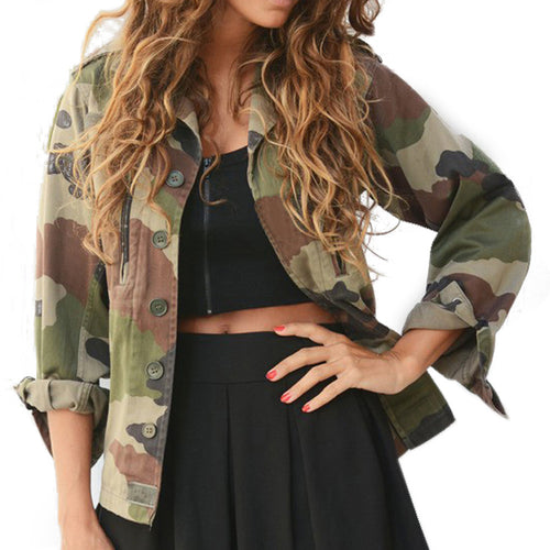 Casual Fashion Bomber Jacket Women Camouflage Sheath Outerwear Vogue Coat Women Cardigan jaqueta feminina Vogue Ladies Coat SN9