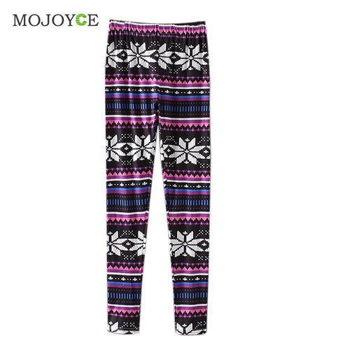 Casual Leaves Geometry Print Reindeer Fully Lined Leggings Women Girls Stretchy Vintage Slim Skinny Pencil Pants Plus Size S-XL SN9