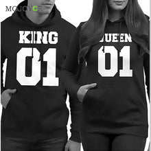 Casual Letter Print Hoodies Women Men Long Sleeve King Queen Printing Loose Sweartershirt Women Men Tops Black Hoodie  SN9