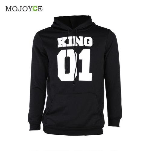 Casual Letter Print Hoodies Women Men Long Sleeve King Queen Printing Loose Sweartershirt Women Men Tops Black Hoodie  SN9