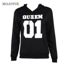 Casual Letter Print Hoodies Women Men Long Sleeve King Queen Printing Loose Sweartershirt Women Men Tops Black Hoodie  SN9