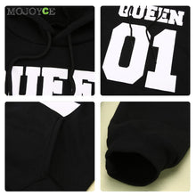Casual Letter Print Hoodies Women Men Long Sleeve King Queen Printing Loose Sweartershirt Women Men Tops Black Hoodie  SN9