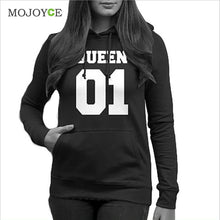 Casual Letter Print Hoodies Women Men Long Sleeve King Queen Printing Loose Sweartershirt Women Men Tops Black Hoodie  SN9