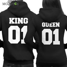 Casual Letter Print Hoodies Women Men Long Sleeve King Queen Printing Loose Sweartershirt Women Men Tops Black Hoodie  SN9