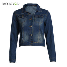 Casual Short Denim Jacket Women Slim Long Sleeve Coat Fitness Jean Jacket Blue Denim chaquetas mujer Plus Size SN9
