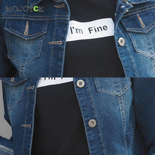 Casual Short Denim Jacket Women Slim Long Sleeve Coat Fitness Jean Jacket Blue Denim chaquetas mujer Plus Size SN9