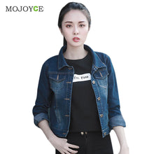 Casual Short Denim Jacket Women Slim Long Sleeve Coat Fitness Jean Jacket Blue Denim chaquetas mujer Plus Size SN9