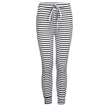 Casual sexy white striped pants slim elastic high waist women trousers bodycon knitted long pants  SN9