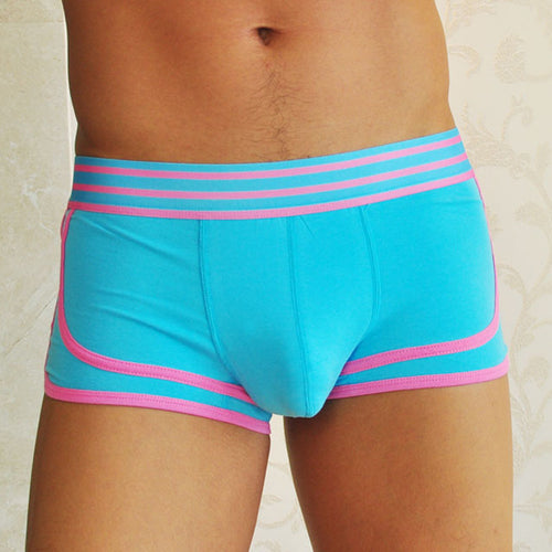 Blue Men's Sexy Boxer Shorts Thong Underwear Pouch Trunks Underpants Body Sculpting Breathable Boxer SN9