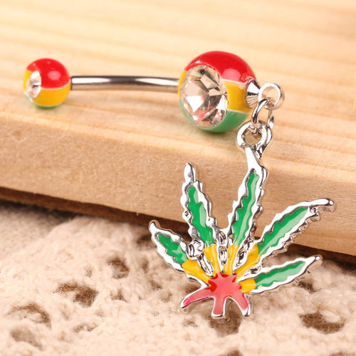 Belly Button Rings Flattering Decoration Maple Leaf Pendant Girl Belly Piercing Body Jewelry Piercing Nombril Pendant SN9